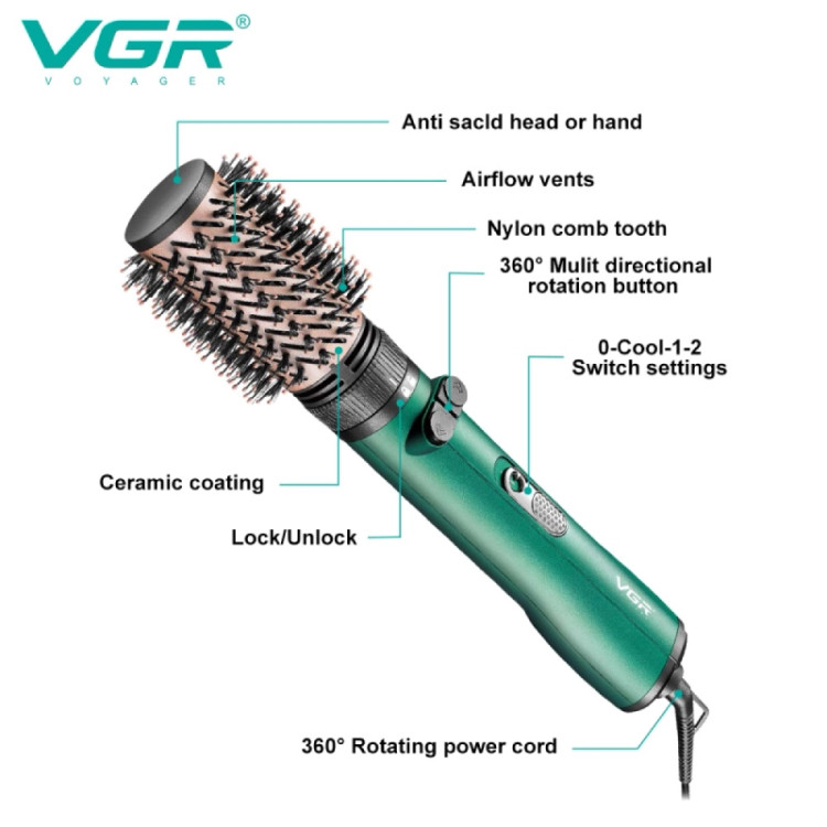 سشوار برس دار چرخشی وی جی آر مدل V - 498