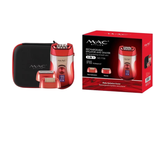 اپیلاتور مک استایلر مدل MC-7728 | شیور و مو کن از ریشه 3 در 1 موهای زائد