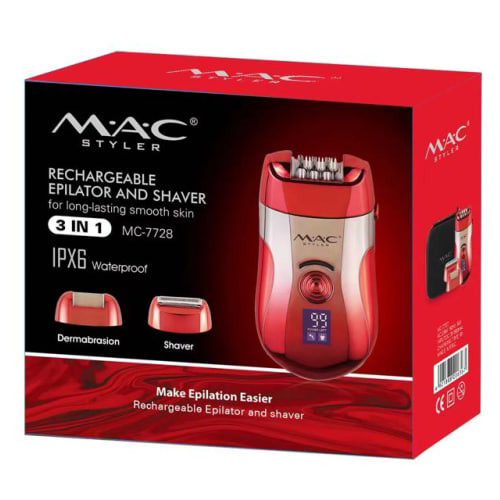 اپیلاتور مک استایلر مدل MC-7728 | شیور و مو کن از ریشه 3 در 1 موهای زائد