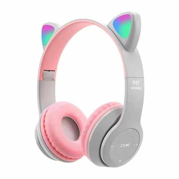 هدست بی سیم بلوتوث گوش گربه P47M LED LED (LED)
