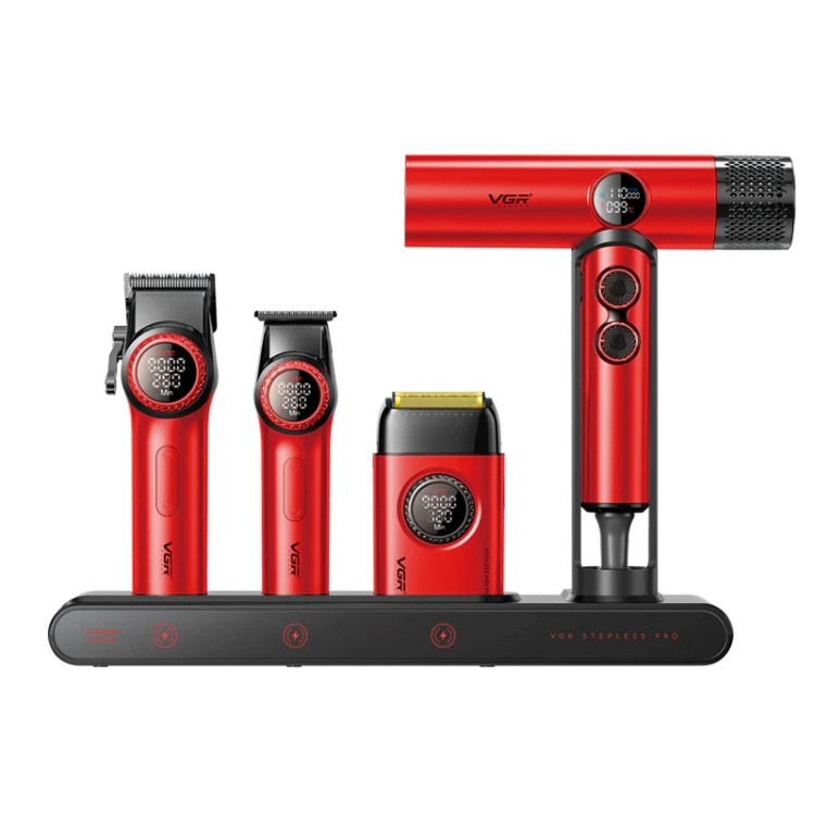 ست ماشین اصلاح حرفهای VGR SUPER POWER Stepless Pro 4-in-1