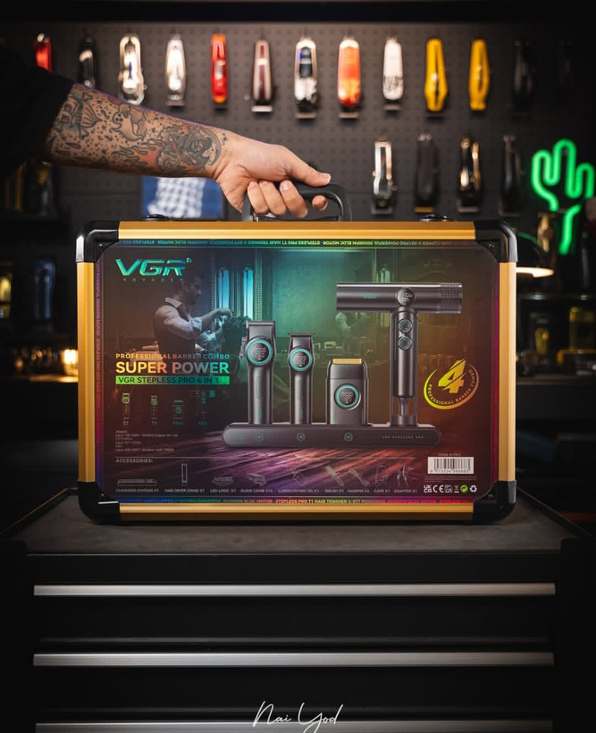 ست ماشین اصلاح حرفهای VGR SUPER POWER Stepless Pro 4-in-1