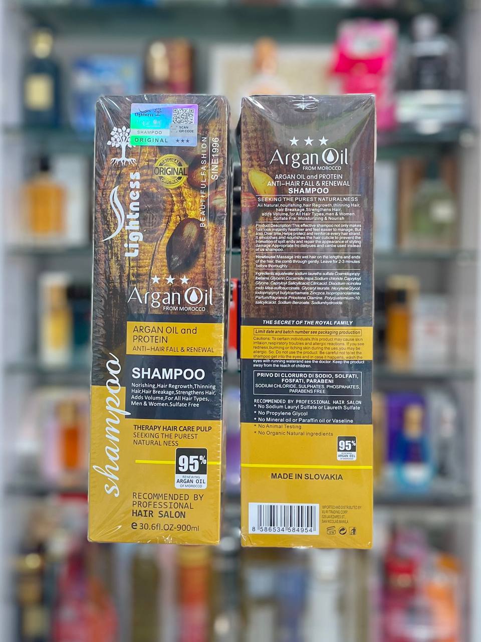 شامپو لایتنس سه ستاره ضد ریزش مو بدون سولفات 900 میل هولوگرام دار اصل اسلواکی