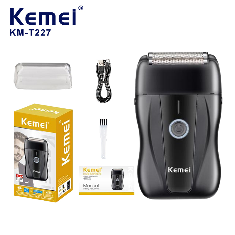 شیور برقی مردانه Kemei مدل KM-T227؛ رنگ تمام‌مشکی،