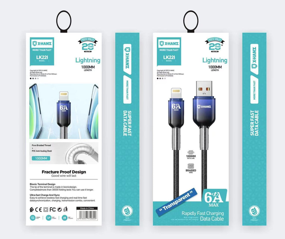 کابل شارژ ۱ متری XHANZ مدل USB-A به Type-C/Lightning (LK221)